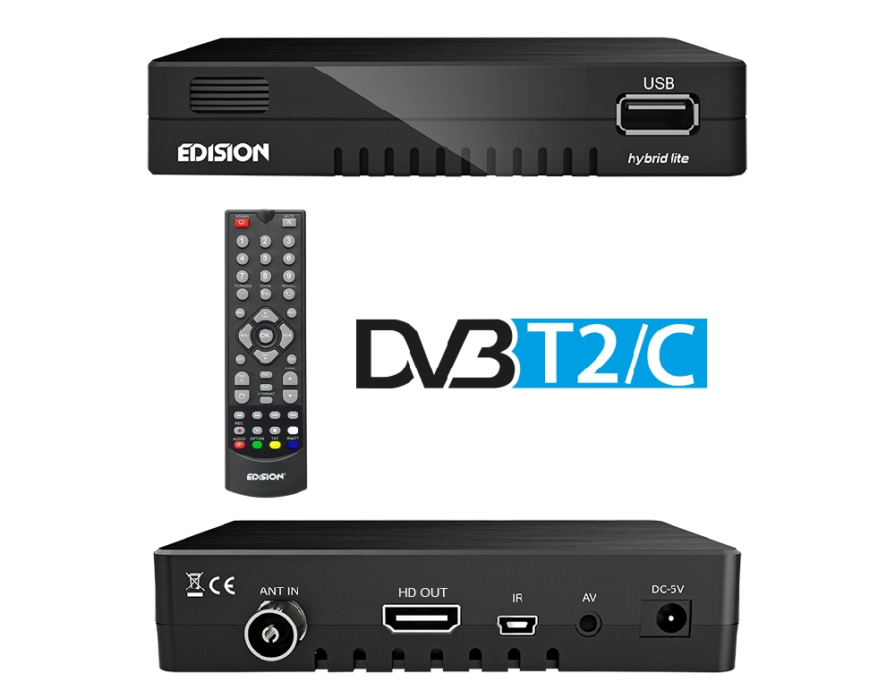 Edision digitaler Kabelreceiver Progressiv Hybrid lite LED für Kabelfernsehen schwarz DVB-C, Full-HD, HDMI, Scart, USB 