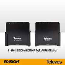 WIRELESS HDMI TRANSMISSION. WITH TELEVES 716701 DIGIDOM HDMI+IR Tx/Rx WiFi 5GHz 8ch.!